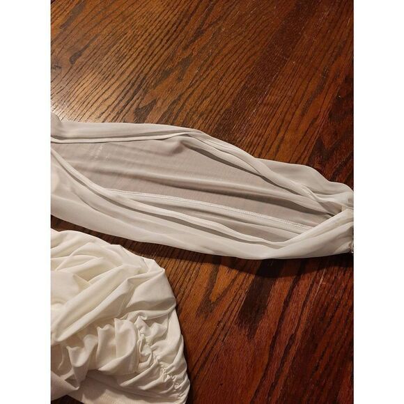 Small Jodi Kristopher Ruched One Shoulder Cold Shoulder Rhinestone Bodycon Dress - Picture 5 of 6